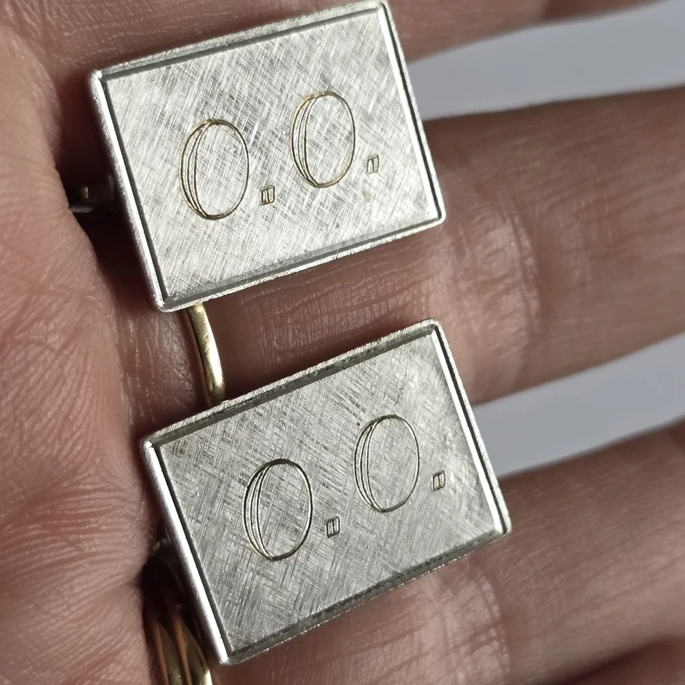 Vintage cuff links O.O. Monogram silver tone Anson cufflinks alphabet